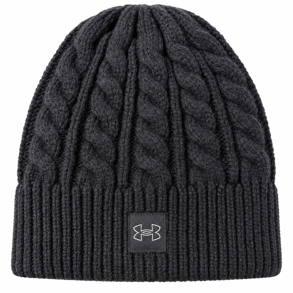 Under Armour Beanie Women OS Black NWT ColdGear Knit Cable Winter Hat